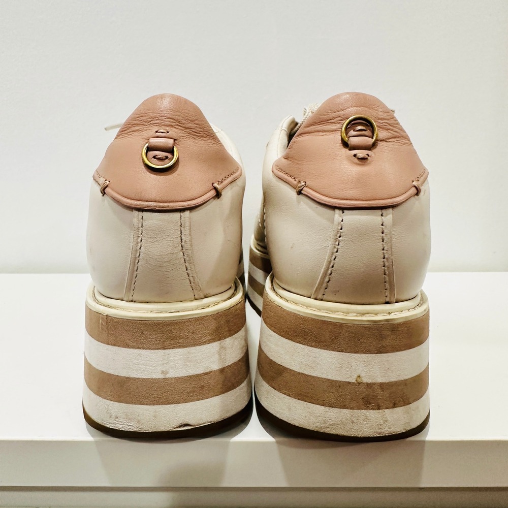 Coach Platform Sneaker Womens 9B G4012 Cream Leather Striped Flatform Shoe - Picture 10 of 16